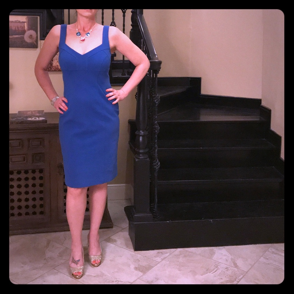 Diane von Furstenberg Blue Ponte Knit Heron Dress